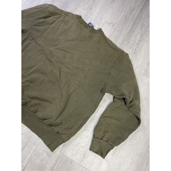 90s Champion Sweater Sz L Green Fleece Pullover Crew Neck Faded Distressed RB - Picture 13 of 13